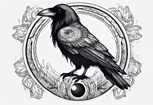 Cunning Raven with the Sun. tattoo idea