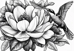 bee, magnolia, pelican, alligator together tattoo idea