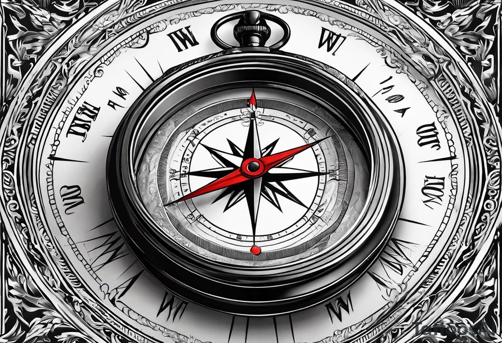 pocket compass opened with signature engraving on the top half inside tattoo idea