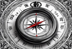 pocket compass opened with signature engraving on the top half inside tattoo idea