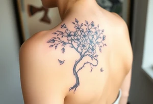 Powerful flower tree with cloud over it  (arm tattoo) tattoo idea