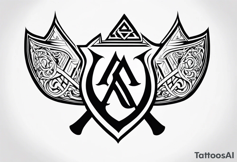 Valhalla
Sword shield valknut axe fire tattoo idea