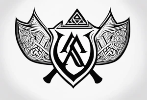 Valhalla 
Sword shield valknut  axe fire tattoo idea