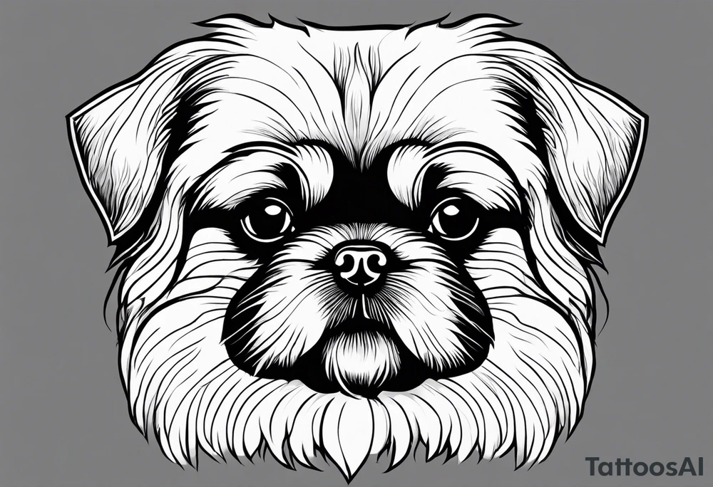 The contour of the face of a pekingese with shih tzu mixed race god. Nothing besides the face. As minimalist as possible. More minimalist! Make it a one line drawing. tattoo idea