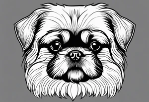 The contour of the face of a pekingese with shih tzu mixed race god. Nothing besides the face. As minimalist as possible. More minimalist! Make it a one line drawing. tattoo idea