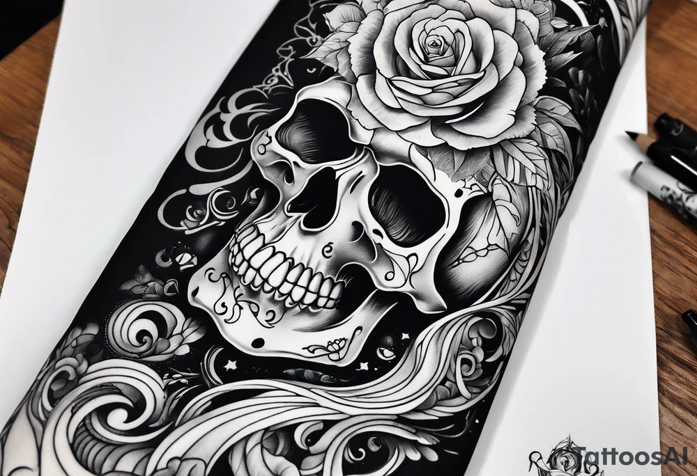 Forearm sleeve with skeletons tattoo idea
