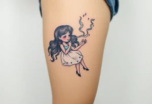 Girl smoking while floating in space tattoo idea