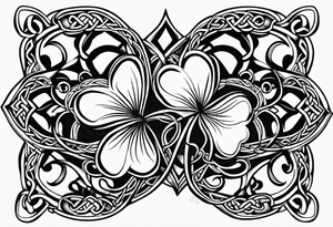 four leaf clover shaped tattoo with different celtic knots in each leaf - trinity, love knot, spiral, dara tattoo idea