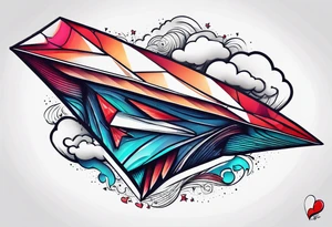 Paper plane saying I love you in the air tattoo idea