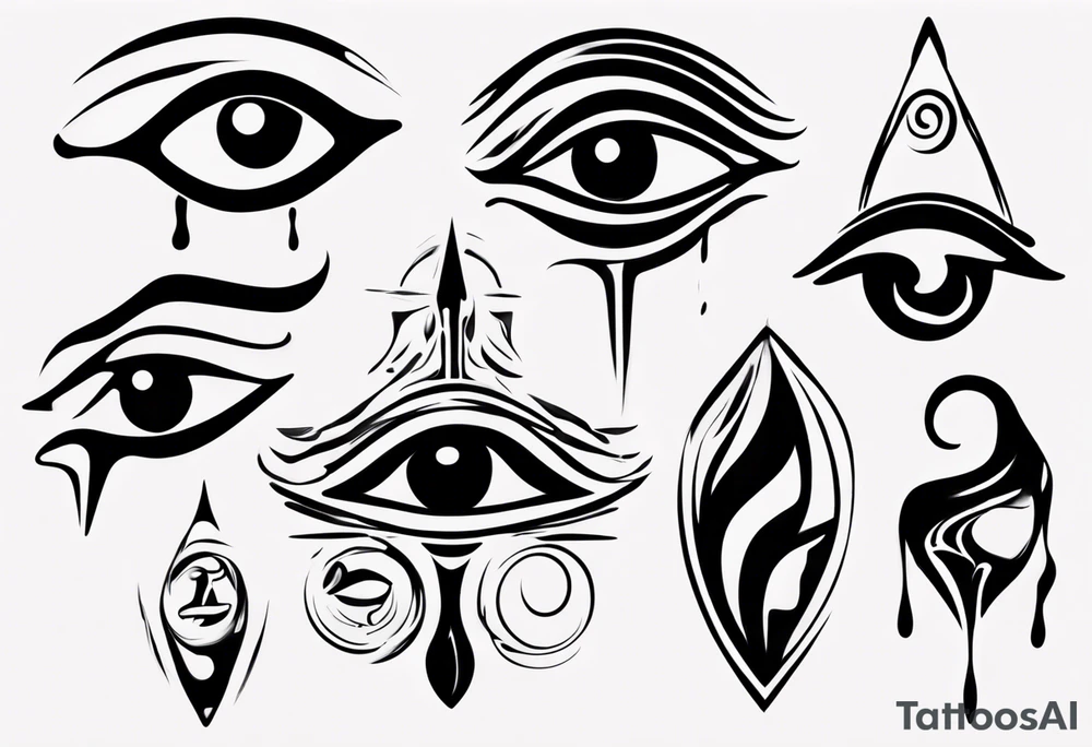 Abstract eye of horus melting tattoo idea