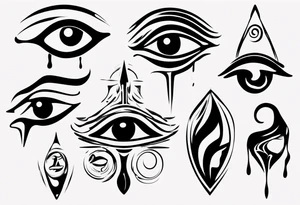 Abstract eye of horus melting tattoo idea