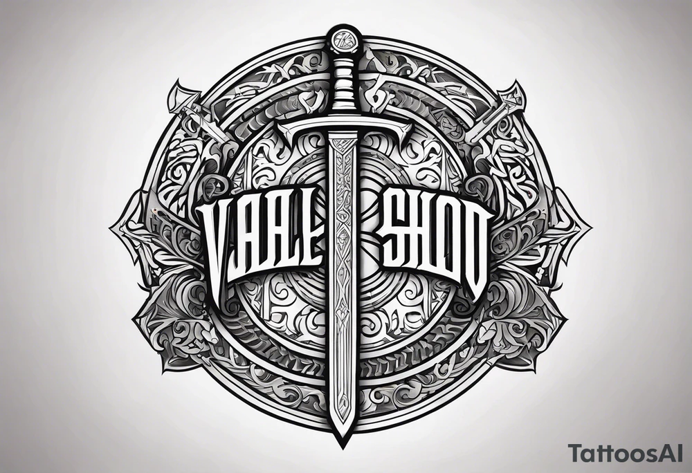 Valhalla sheild sword tattoo idea