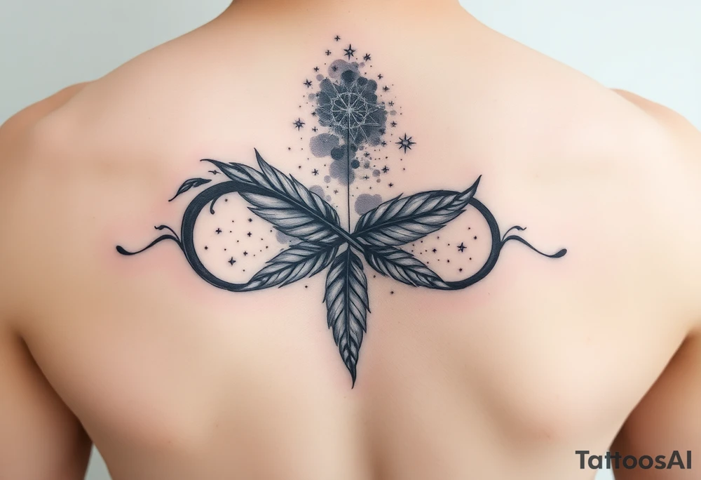 infinity symbol woven with floating feathers and stardust tattoo idea infinity symbol woven with floating feathers and stardust tattoo idea
