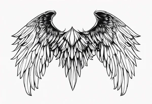 Detailed feathered angel wings tattoo idea