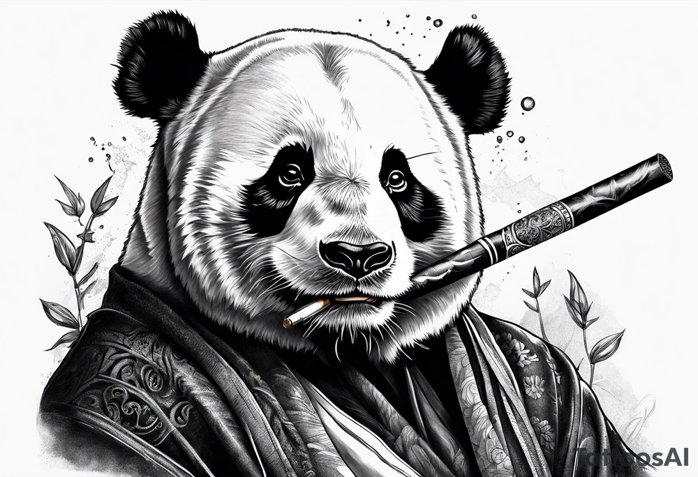 Panda fumando cigarro tattoo idea