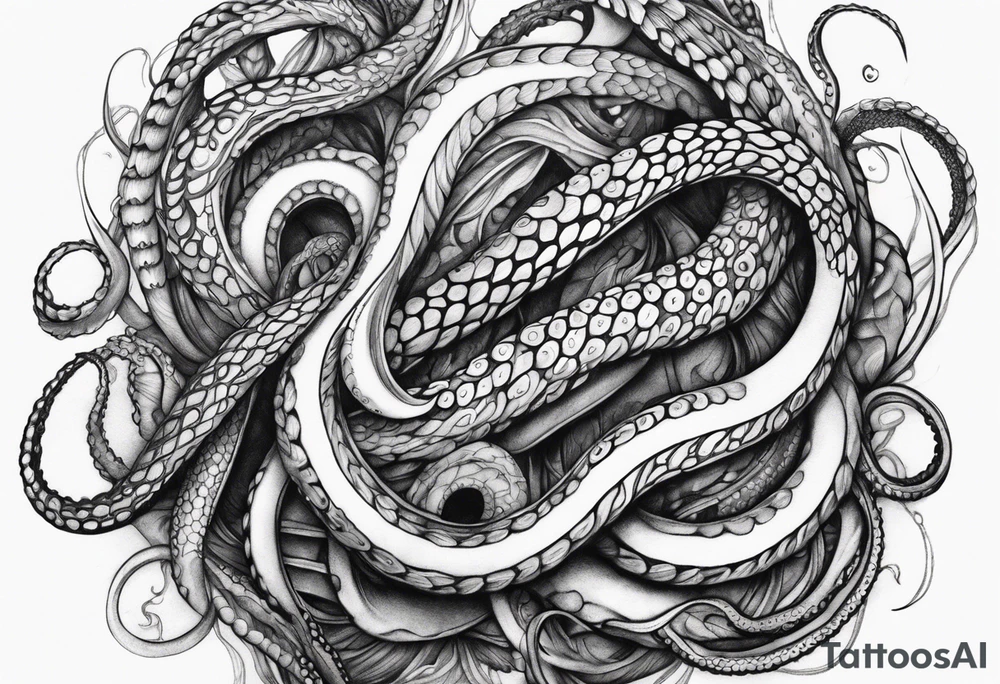 natural real entwined tentacles tattoo idea