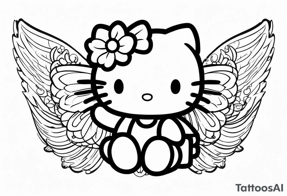 hello kitty angel with halo tattoo idea