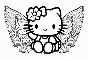 hello kitty angel with halo tattoo idea