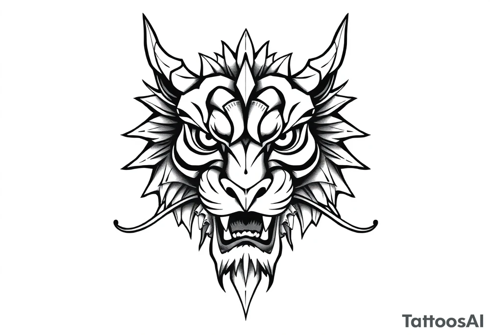 Lion dragon face tattoo idea