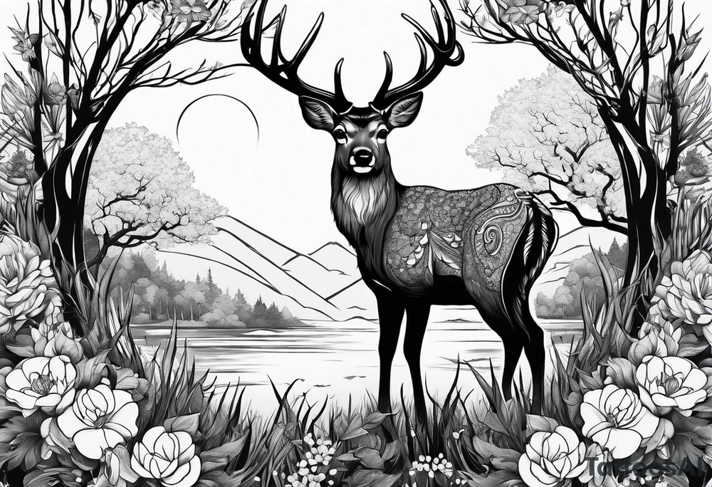 Deer, nature tattoo idea