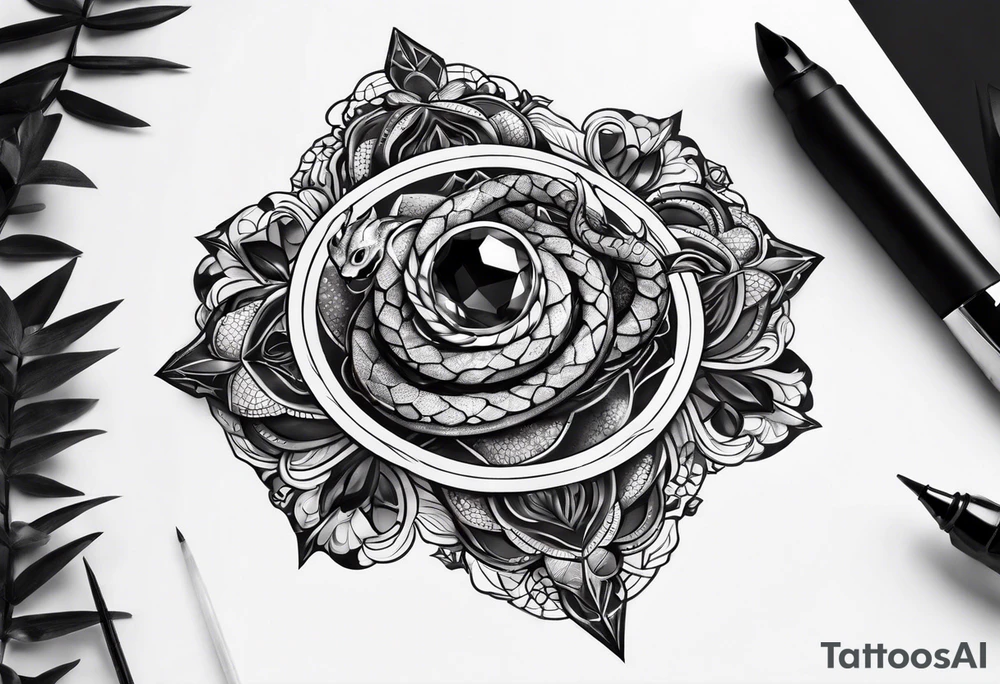 gemstone snake crystal body tattoo idea