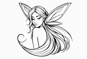A fairy with a tail hugging herself tattoo idea