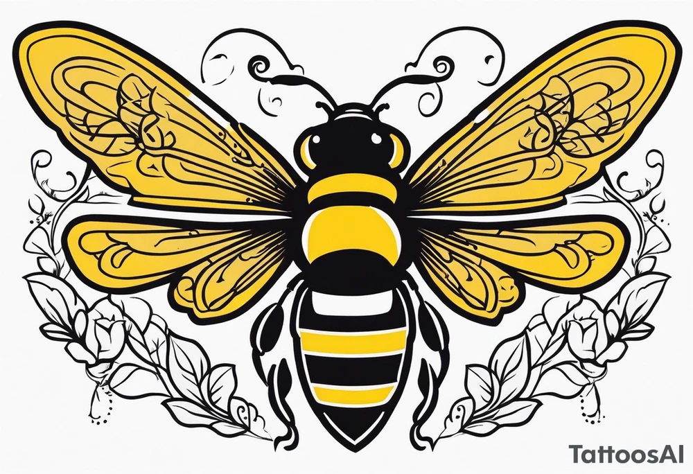 Harlow with a bumblebee flying off the end of the name tattoo idea