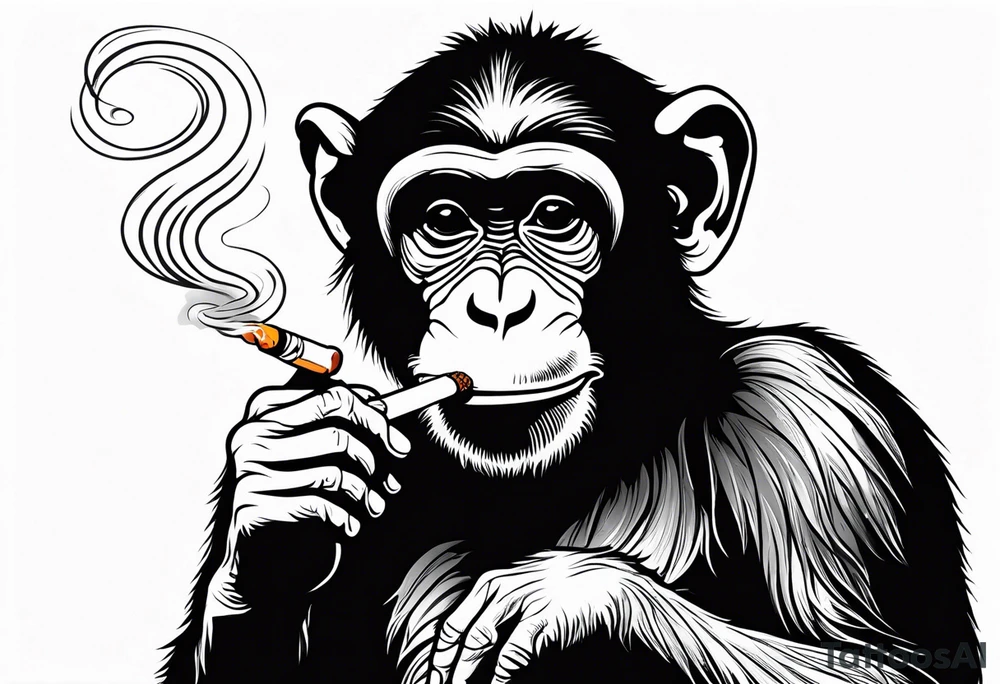 simple picture of a monkey smoking a cigarette, plain and simple smoking a cigarette tattoo idea