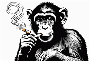 simple picture of a monkey smoking a cigarette, plain and simple smoking a cigarette tattoo idea