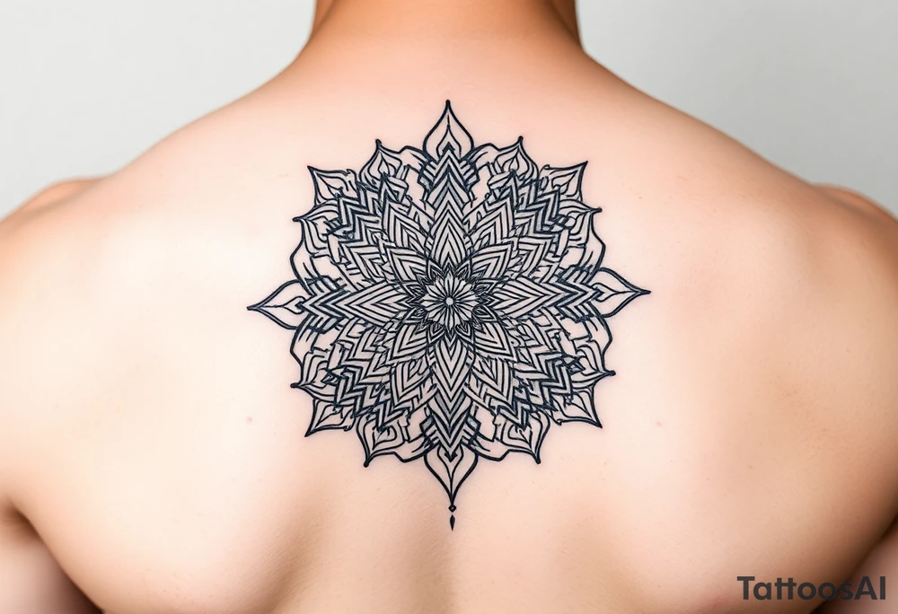 intricate mandala with sacred geometry and cosmic elements tattoo idea