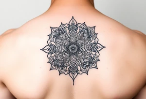 intricate mandala with sacred geometry and cosmic elements tattoo idea