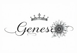 name genesis and a sunflower and a crown tattoo idea