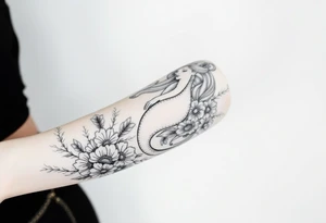 ethereal mermaid with flowing hair among coral and sea flowers tattoo idea