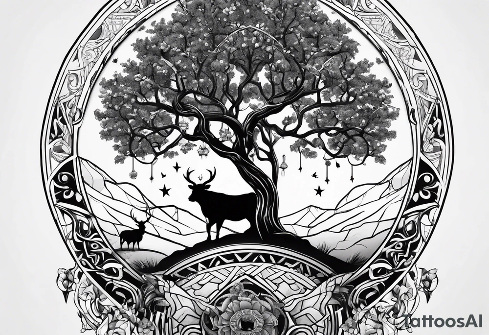 Tree of life and Taurus tattoo idea