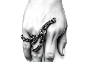 Chains wrapped on pointer finger and connected to thumb fro my wrist tattoo idea