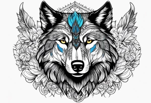 a colorful wolf with a Raven tattoo idea