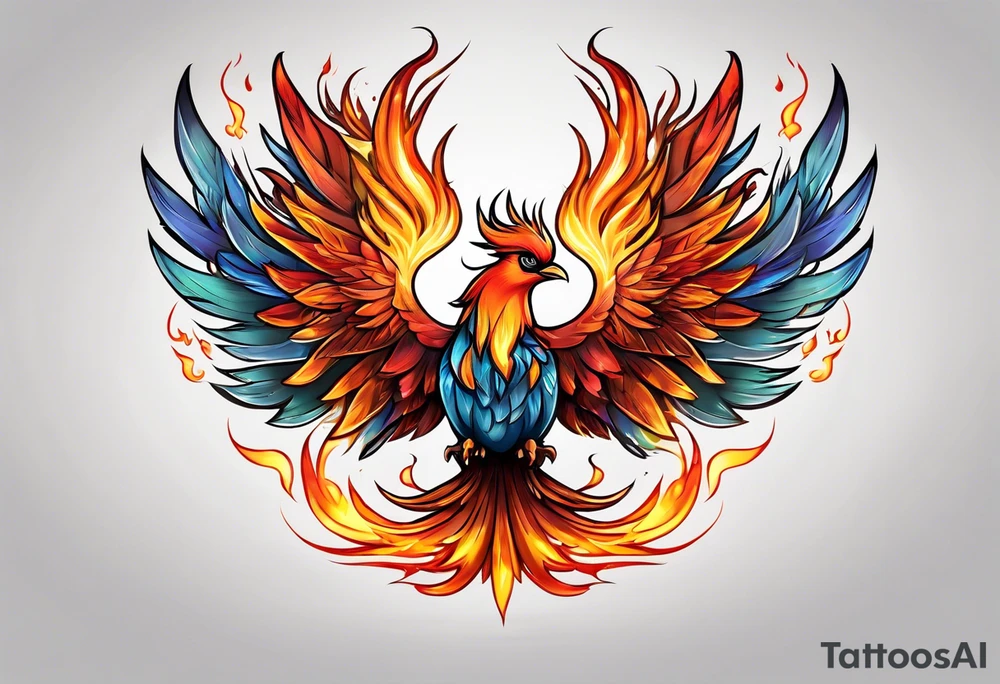 little pheonix in fire tattoo idea