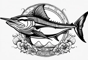 Fishing blue marlin tattoo idea