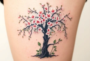 Flowering hawthorne tree with white lilly of the vally bell plants planted by  tree with other lilly plants t8q tattoo idea