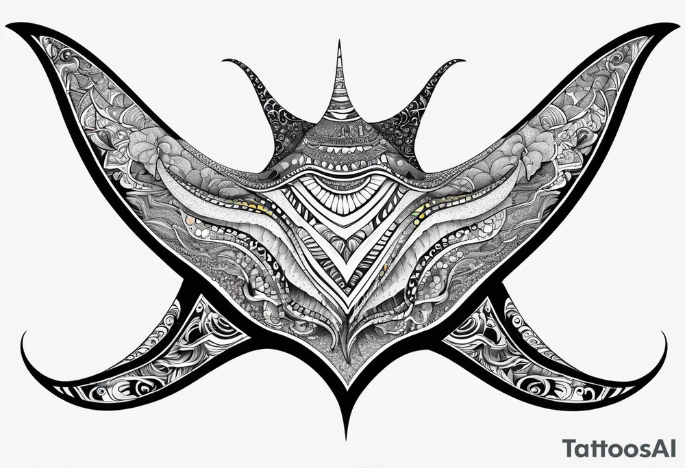 psychadelic manta ray symmetrical tattoo idea
