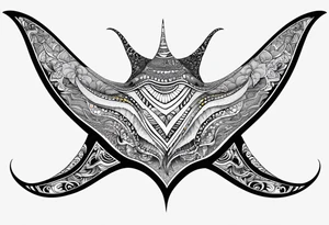 psychadelic manta ray symmetrical tattoo idea