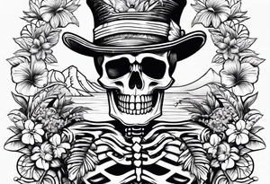 skeleton wearing a Hawaiian shirt tattoo idea