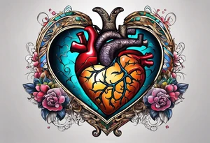 Heart and brain in a balance tattoo idea