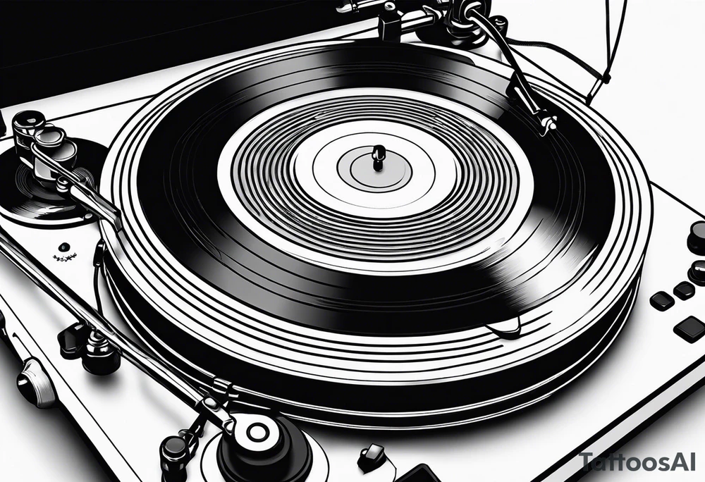 Recordplayer minimalistic fineline drawed in 2D tattoo idea Recordplayer minimalistic fineline drawed in 2D tattoo idea