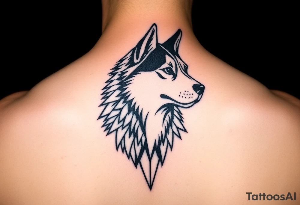 Majestic Siberian husky tattoo idea