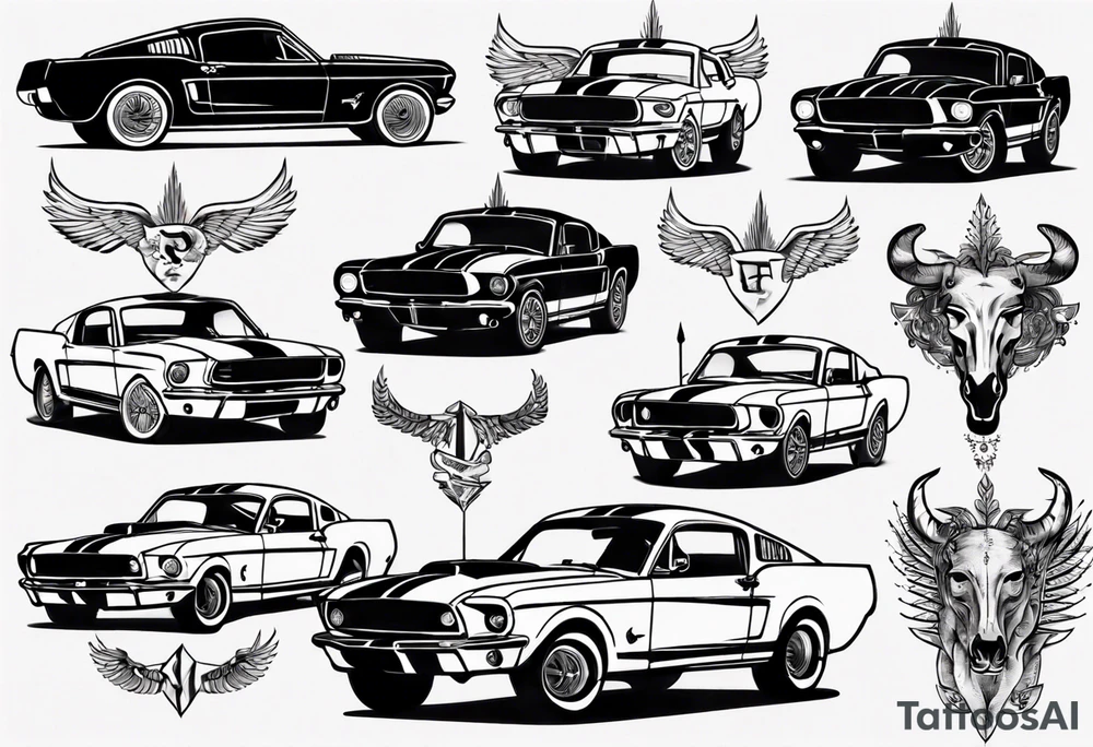 Vintage ford mustang tattoo idea