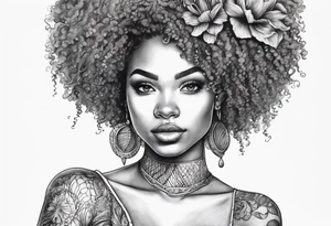 Mermaid with afro tattoo idea