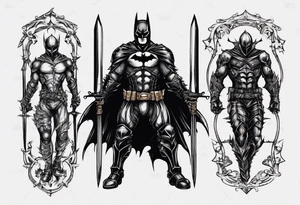 Dark knight with two swords tattoo idea