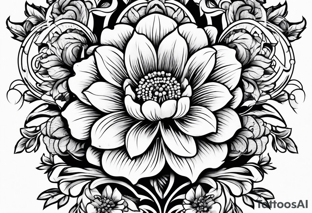 ornaments of flowers tattoo idea