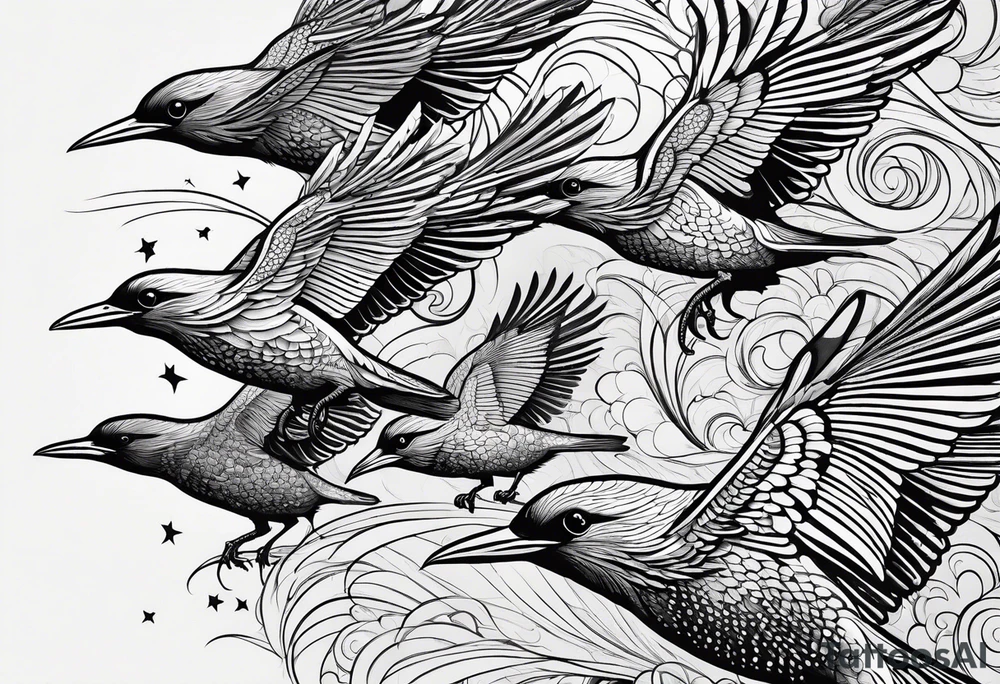 Starlings in flight tattoo idea